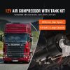 12V Air Compressor with Tank 0.8 Gallon/3 L, Train Horn Air Compressor, 120 psi Working Pressure Onboard Air Compressor System for Train Air Horns