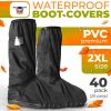 Reusable Waterproof Shoe Covers (2X-Large) - 40 Pack of PVC Boot Covers with Rubber Sole and Zipper Closure