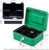 Medium Cash Box with Money Tray, Small Safe Lock Box with Key, Cash Drawer,7.87"x 6.30"x 3.54" Green Medium