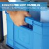 (3 pack) 8.5 Gallon Stackable Plastic Utility Crate, Blue