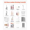 Leather Working Tools Kit, 92 PCS Leather Craft Tools with Portable Leather Storage Bag, Engraving Punching Sewing Stamping Sanding Tools