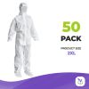 Disposable Coveralls - White SMS 60 GSM, 2XL, Pack of 50 (Hooded, Boot-Integrated)