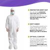 Disposable Coveralls - White SMS 60 GSM, XL Size, Pack of 5, Hooded with Boot Covers