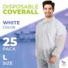 Disposable Polypropylene Coveralls (White, 100% Polyester/Polypropylene), 40 GSM, Zippered Front, Elastic Wrists