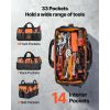 Tool Bag, 15.7 Inch, 33-Pocket Portable Tool Box Organizer Storage, Toolbox with Soft Handle, Large Zipper, Adjustable Shoulder Strap
