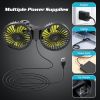 Car Fan for Rear Seat Passenger Dual Head USB Car Seat Fan for Backseat Kids, 360° Rotatable 3 Speeds Air Circulation Fans for Baby