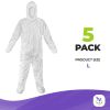 Disposable Coveralls with Hood and Boots, 60 GSM White, Size L