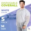 Disposable Polypropylene Coveralls - White, 40 GSM, Zipper Front, Elastic Wrists