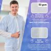 Disposable Polypropylene Coveralls (White, 100 Pack), 40 GSM Lightweight, Zipper Front & Elastic Wrists
