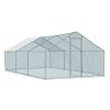 5.4*2.7*2m/18.7x8.8x6.5 ft Silver Spire Assembled 180g PE Rain Cloth Metal Chicken/Rabbit Cage