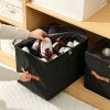 2 Pack Stackable Shoe Storage Boxes, Foldable Shoe Organizer Bins with Clear Lid and Reinforced Handles, Large Closet Storage for Boots