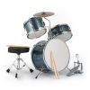 [Do Not Sell on Amazon]14"x10" 3-Pieces Junior Kids Drum Set Kit Pedal Drum Stick Wrench Drum Stool Sky Blue
