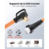 50 Amp Generator Cord, 30 Feet, 125/250V RV Power Cord NEMA 14-50P to SS2-50R with Twist Lock, Grip Handle, Heavy Duty 6AWG/3 + 8AWG/1 Generator Cable