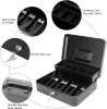 Cash Box with Key Lock and Money Tray - Metal Money Box for Cash Register, Large Cash Lock Box for Money Safe with 100PCS Coin Wrappers Assorted