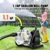 Shallow Well Pump, 1.1 HP 115V, 978 GPH 131 ft Height, 40psi Max Pressure