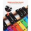Glockenspiel Xylophone, 27 Notes, Professional Xylophone Percussion Instrument, with Colorful Metal Keys, Includes 4 Mallets, Carrying Bag