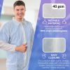 Disposable Polypropylene Coveralls - White, 40 GSM, Zipper Front, Elastic Wrists