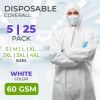Disposable Coveralls with Hood and Boots, 60 GSM White, 4XL, Pack of 25