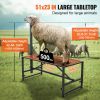 Goat & Sheep Stand, 51x23 inch Livestock Stand, Metal Livestock Milking and Shearing Stand 21" to 33" Adjustable Height, with Headpiece and Nose Loop