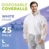 Disposable Coveralls with Hood and Boots, White, 25 Pack