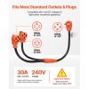 Y Splitter Adapter, 30 Amp, 4 Prong Outlet 240 Volt Dryer to EV Charger Adapter, NEMA 14-30P to 14-30R/14-50R, with Grip Handle