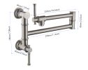 Wall mounted Pot Filler Faucet, Modern Brass Pot Filler Two-Attachment Wall Mount Folding Kitchen Pot Filler Swing Arm