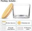 Candle Jars 6 Pack Wick Large Empty  Glass Candle Making Vessels with Bamboo Lids
