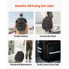 Rolling Tool Backpack, 110 lbs Load Capacity, 45 Pockets Heavy Duty Roller Tool Bag on Wheels, Adjustable Telescoping Handle & Stable Base