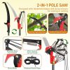 26ft Manual Pole Saw, Lightweight Tree Trimmers Long Handle Pruner Set, Sharp Steel Blade and Scissors Pole Saw for Trimming Palm, Pear Tree, Fir Tree