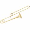 Beginner Jazz B-Flat Tenor Trombone Gold Lacquer W/ Backpack Case Cleaning Kit Gloves