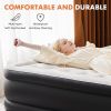 Air Mattress, Built-in Pump, Fast Inflation, 660lbs Support, Comfort Flocking Top,Twin/Queen 16/18/22 in Black