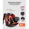 Tool Backpack, 45 Pockets, Heavy-duty Tools Storage Organizer Work Bags with Laptop Compartment & Reinforced Fabric Basee